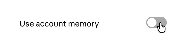 Claude's Memory window with the Use account memory switch turned off